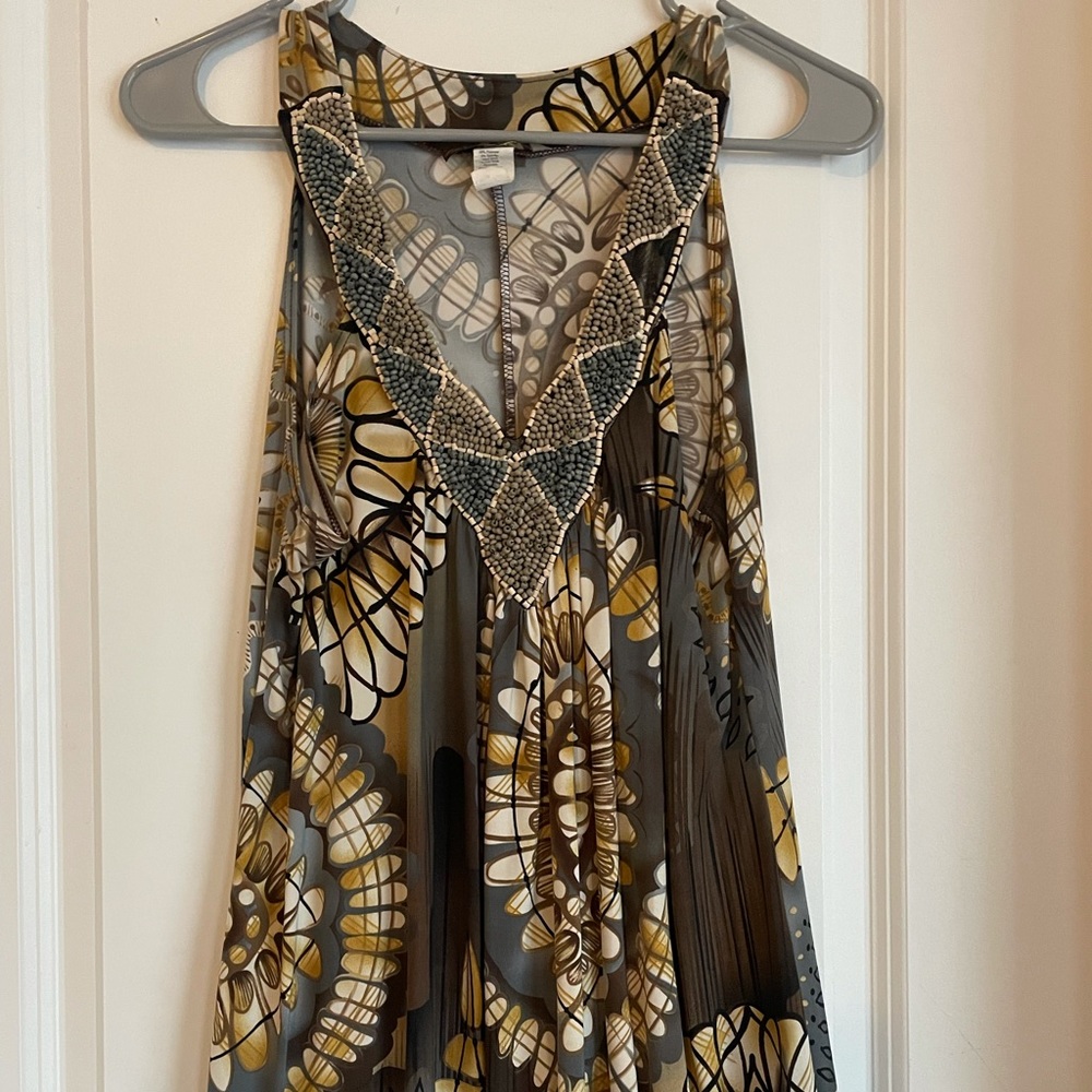 Silky tank with beaded details